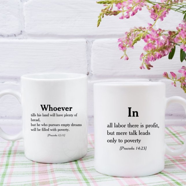 Proverbs 12:11 | 14:23 Bible Scripture Quote Coffee Mug (Creator Uploaded)