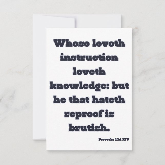 Proverbs 12:1 Bible Verse Greeting Card (Front)