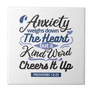 Proverbs 12:25 Bible Verse – Kind Word Art Ceramic Tile