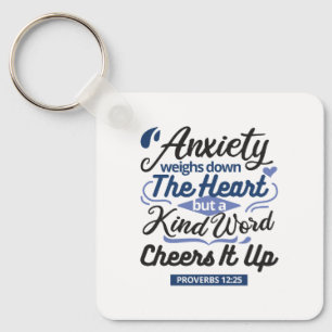 Proverbs 12:25 Bible Verse – Kind Word Art Key Ring
