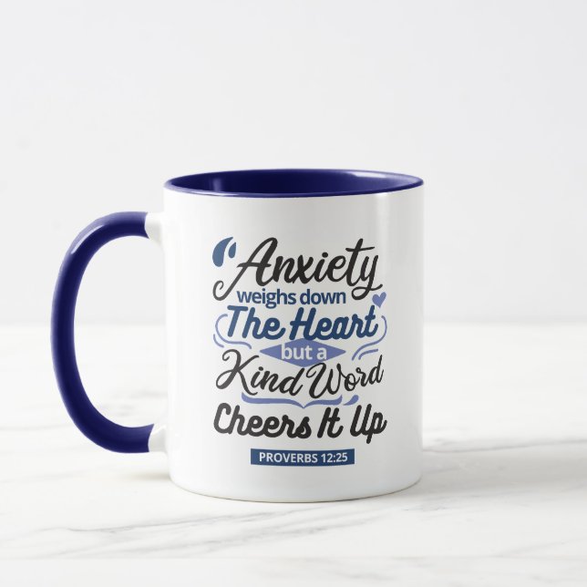 Proverbs 12:25 Bible Verse – Kind Word Art Mug (Left)