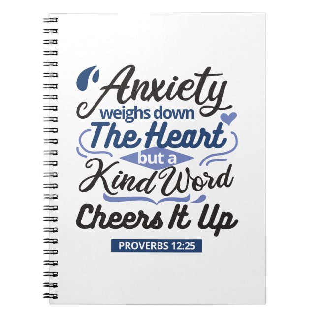 Proverbs 12:25 Bible Verse – Kind Word Art Notebook (Front)