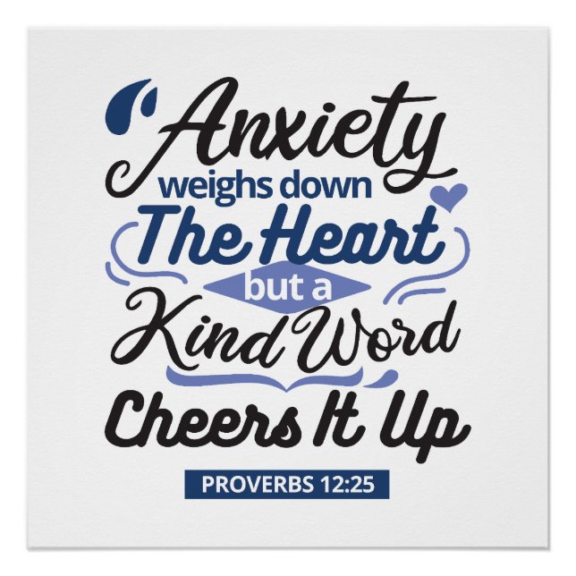 Proverbs 12:25 Bible Verse – Kind Word Art Poster (Front)