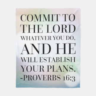 Proverbs 16:3 Bible Quote Fleece Blanket
