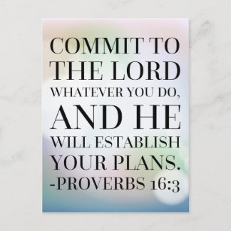 Proverbs 16:3 Bible Quote Postcard