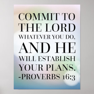 Proverbs 16:3 Bible Quote Poster