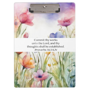 Proverbs 16:3 KJV Commit Thy Works Scripture Clipboard