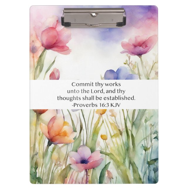Proverbs 16:3 KJV Commit Thy Works Scripture Clipboard (Front)