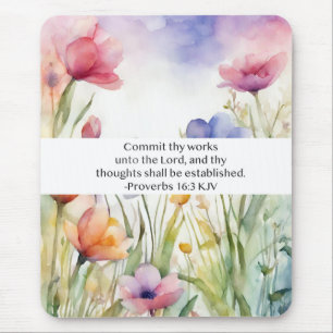 Proverbs 16:3 KJV Commit Thy Works Scripture Mouse Pad