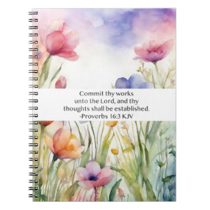 Proverbs 16:3 KJV Commit Thy Works Scripture Notebook