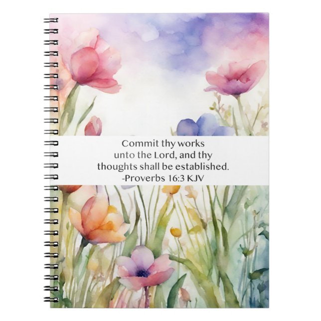 Proverbs 16:3 KJV Commit Thy Works Scripture Notebook (Front)