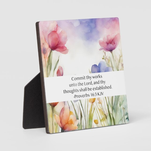 Proverbs 16:3 KJV Commit Thy Works Scripture Plaque (Front)