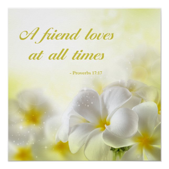 Proverbs 17:17 | Bible Quote | Yellow Floral Poster (Front)