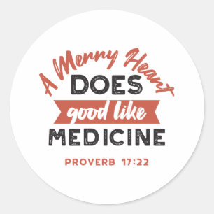 Proverbs 17:22 'A Merry Heart' Inspirational Verse Classic Round Sticker