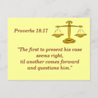 Proverbs 18 17 Justice Bible Verse Memory Card