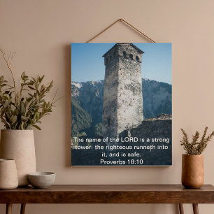 Proverbs 18 Strong Tower KJV Bible Verse Wall Art