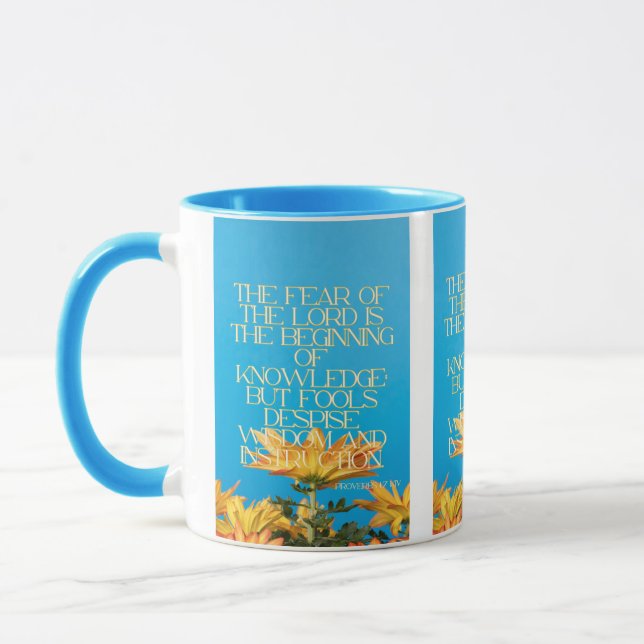 Proverbs 1:7 KJV Bible Scripture Pic Two-Tone Mug (Left)