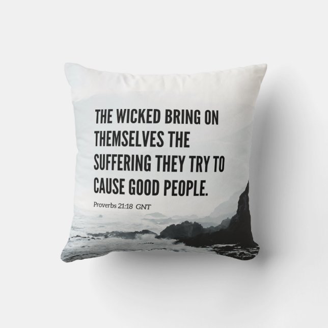 Proverbs 21:18 Bible Quotes Cushion (Back)