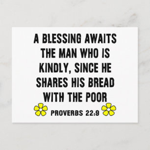 Proverbs 22:9 on Kindness Postcard