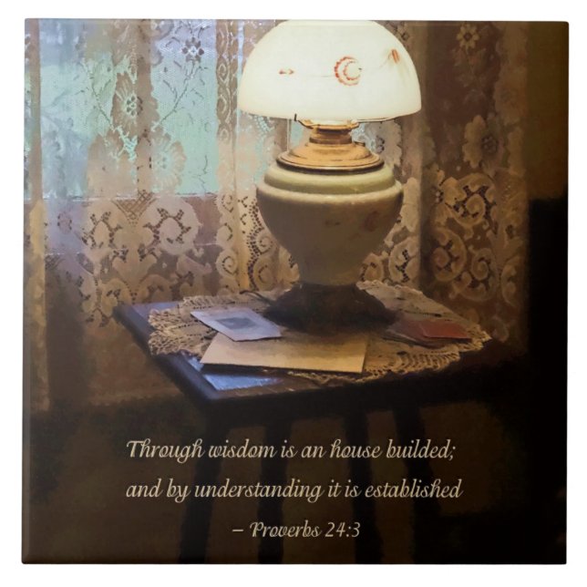 Proverbs 24 3 Through Wisdom Is an House Builded Tile (Front)
