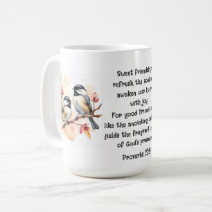 Proverbs 27:9 Friendship Bible Quote Cute Birds Coffee Mug