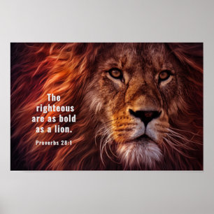 Proverbs 28:1 Bible Righteous are Bold as a Lion Poster