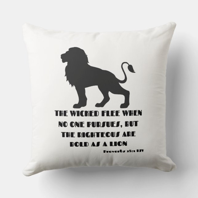 Proverbs 28:1 Bible Verse Quote KJV Cushion (Back)