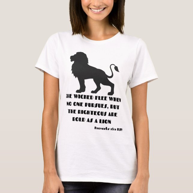 Proverbs 28:1 Bible Verse Quote KJV Woman's T-Shirt (Front)