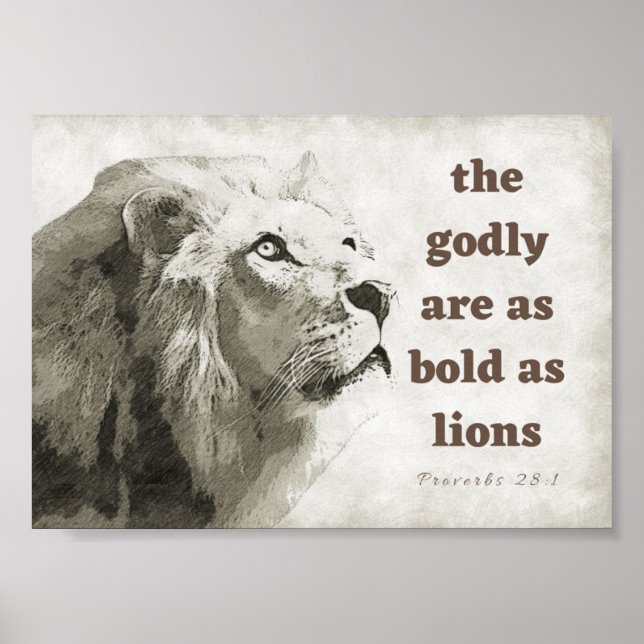 Proverbs 28:1 Bold as lions poster (Front)