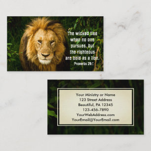 Proverbs 28:1 Righteous are Bold as a Lion Bible Business Card