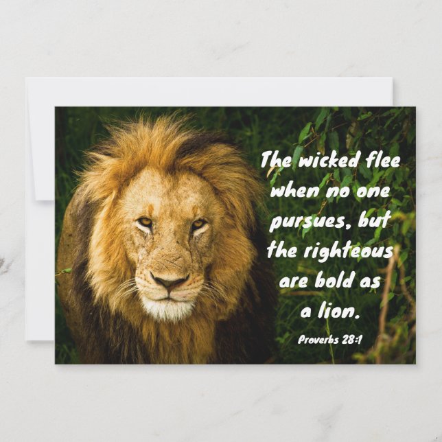 Proverbs 28:1 Righteous Bold as a Lion Flat Card (Front)