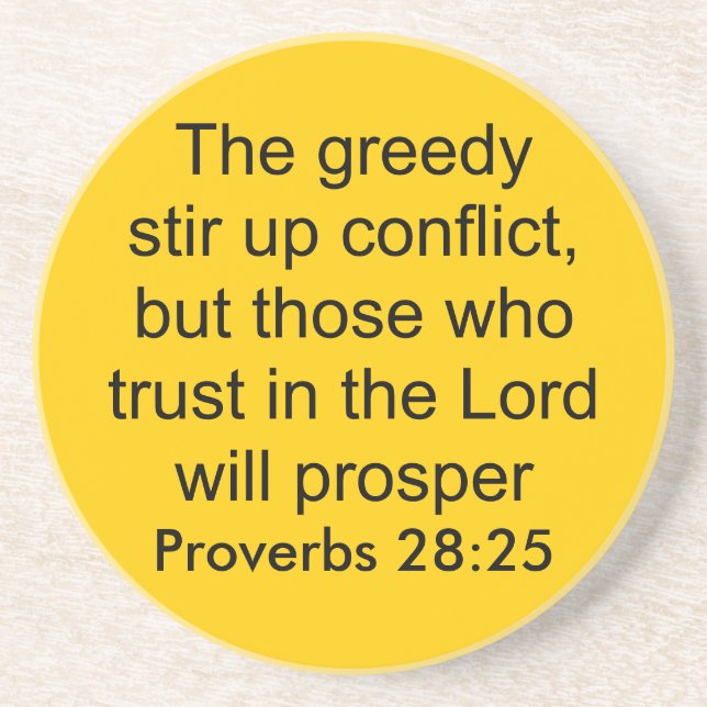 proverbs 28:25 coaster (Front)