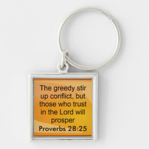 proverbs 28:25 keychin key ring