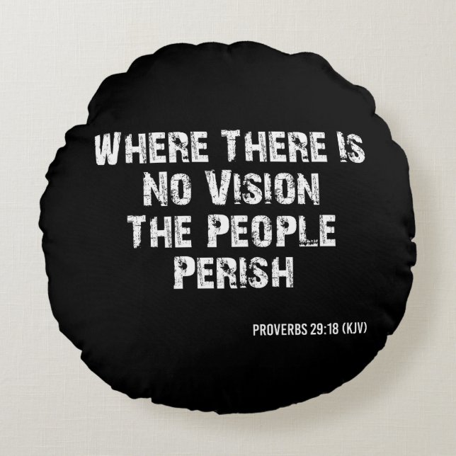 Proverbs 29:18 Bible Verse KJV Quote Round Cushion (Front)