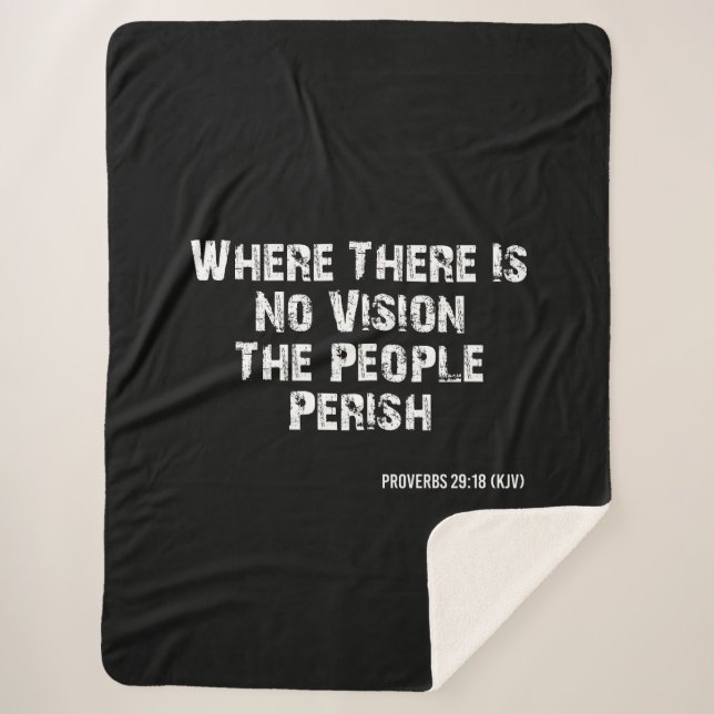 Proverbs 29:18 Bible Verse KJV Quote Sherpa Blanket (Front)