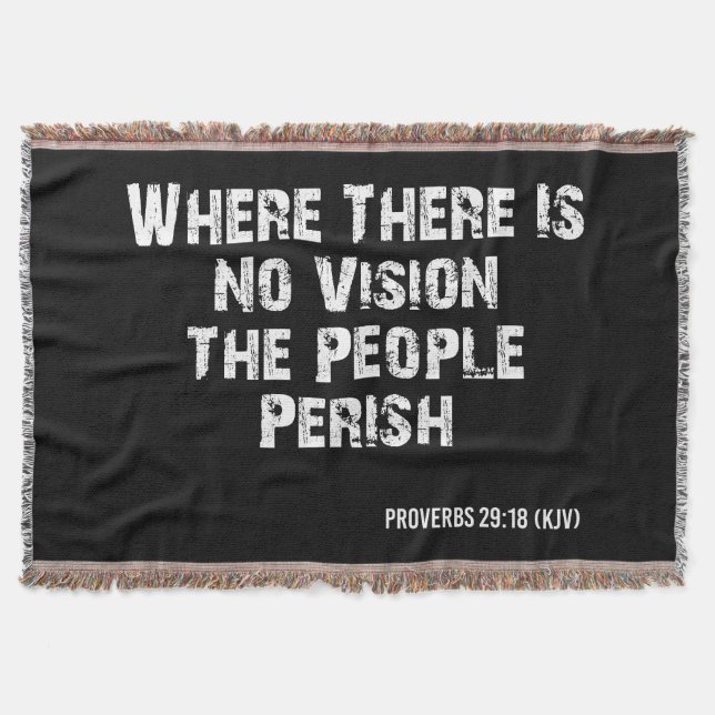 Proverbs 29:18 Bible Verse KJV Quote Throw Blanket (Front)