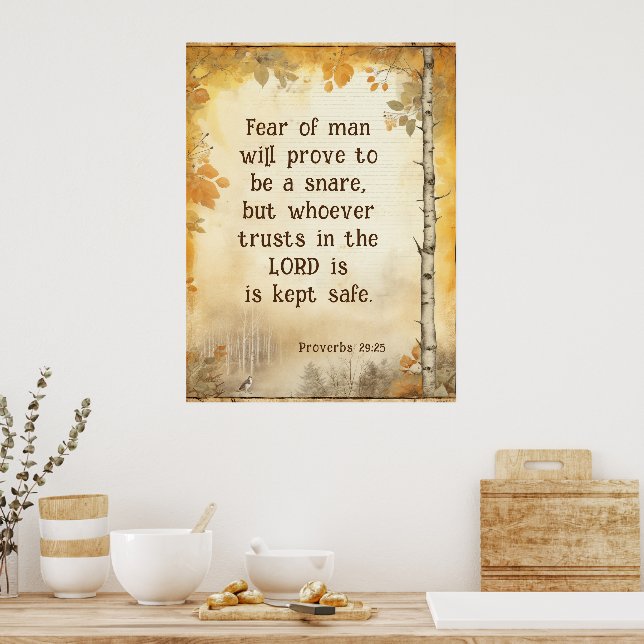 Proverbs 29:25 Fear of Man Bible Verse Poster (Kitchen)