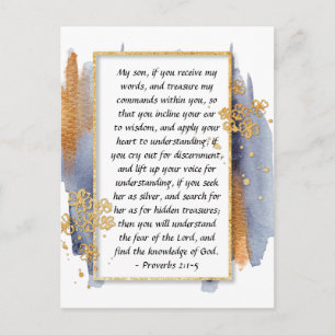 Proverbs 2:1-5 Incline your ear to Wisdom  Postcard