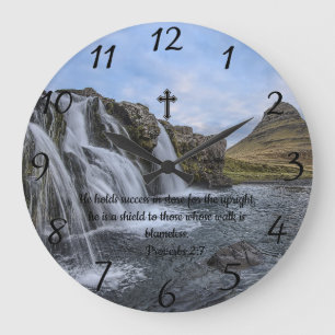 Proverbs 2:7:Christian Faith prayer  Large Clock