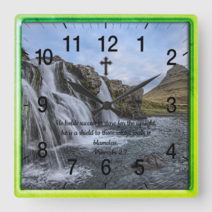 Proverbs 2:7:Christian Faith prayer Square Wall Clock