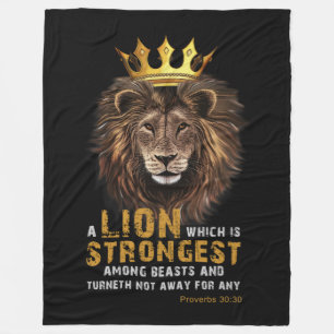 Proverbs 30:30 KJV Bible Scripture Quote Fleece Blanket