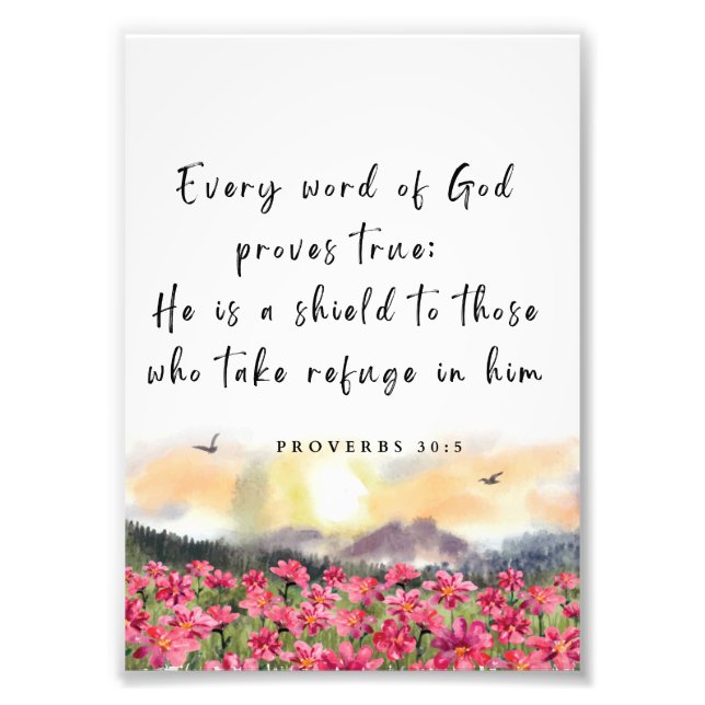 Proverbs 30:5 Christian Bible Verse Photo Print (Front)