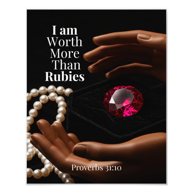 Proverbs 31:10 "Worth Far More Than Rubies" Canvas Photo Print (Front)