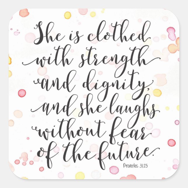 Proverbs 31:25 Artistic Watercolor Sticker (Front)