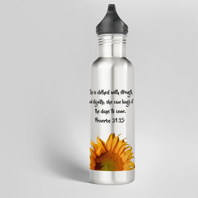 Proverbs 31:25 Bible Verse Custom Sunflower 710 Ml Water Bottle (Creator Uploaded)