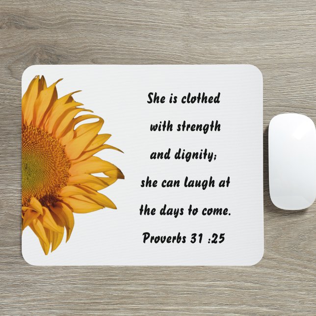 Proverbs 31:25 Bible Verse Half Sunflower Custom Mouse Pad (Creator Uploaded)