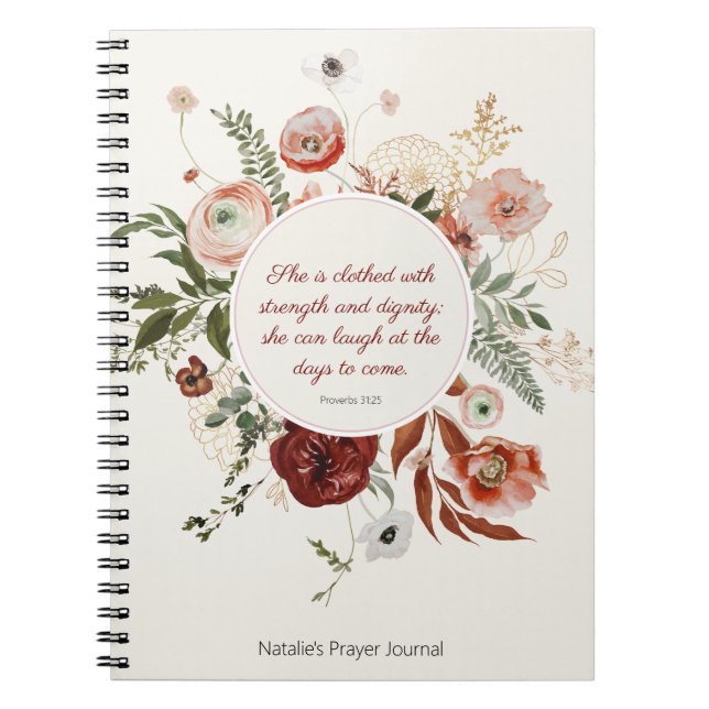 Proverbs 31:25 Blush Pink Floral Prayer Journal (Front)