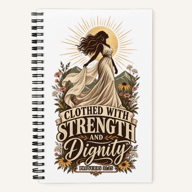 PROVERBS 31:25 Clothed With Strength Notebook (Front)
