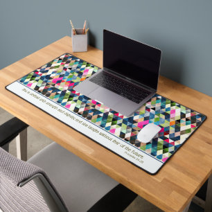 Proverbs 31:25 Colourful Geometric Triangles Desk Mat