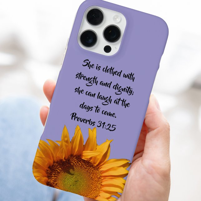Proverbs 31:25 Custom Bible Verse Sunflower iPhone Case (Creator Uploaded)
